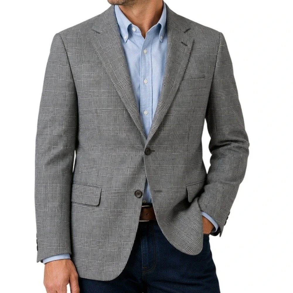 Brooks Brothers Grey Glen Plaid Two Button Blazer Men's 42